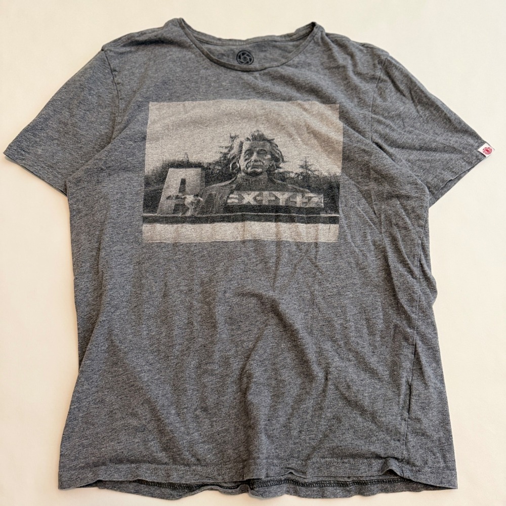 Element T-Shirt Mens Small Grey Heather Albert Einstein Graphic Tee Regular Fit